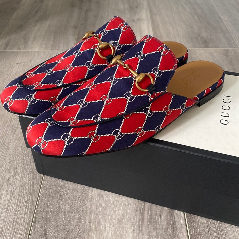 BNWT Gucci Princetown Men’s Red & Blue Loafer